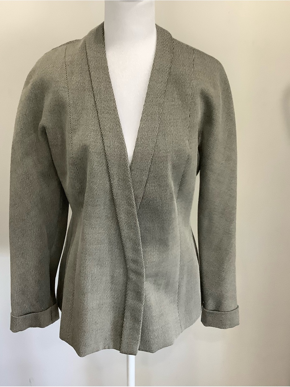 Giorgio Armani Le Collezioni Light Grey linen blend Open-Front Blazer